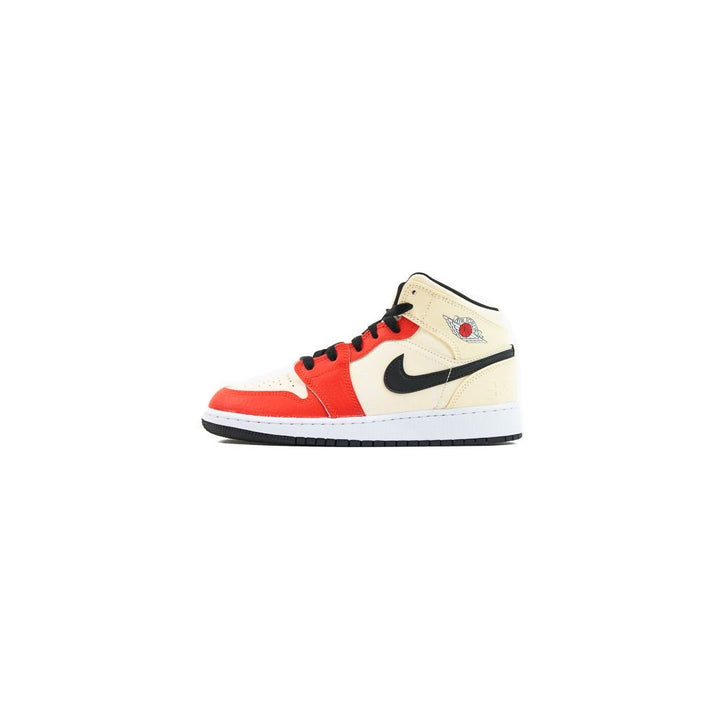 Air Jordan 1 Mid SS (GS) Muslin/Chile Red-Black-White