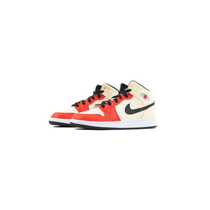 Air Jordan 1 Mid SS (GS) Muslin/Chile Red-Black-White