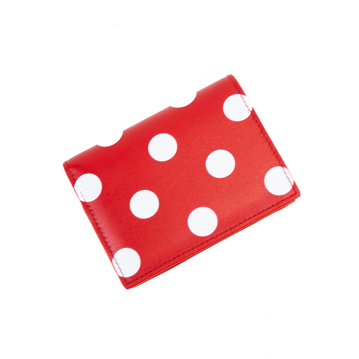 CDG Polka Dot Printed Leather Bifold (Red)